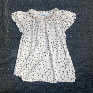 Lark & Ro Women's Leopard Cheetah Print Ruffle Sleeve Blouse Size 2